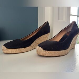 Black Canvas J Crew Espadrille Wedge Heels